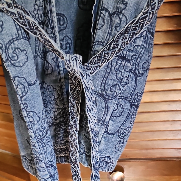 Blue Denim Stitched Kimono Jacket - Picture 3 of 4